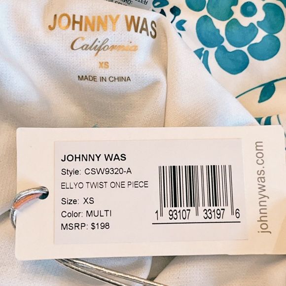 Johnny Was Floral Ellyo Twist Front One-Piece Swimsuit Teal Orange XS - Picture 6 of 13